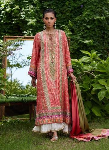 FARAH TALIB AZIZ -Bazif Burnt Orange Shirt And Dupatta (2PC)