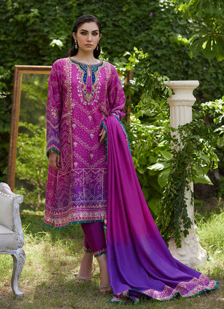 FARAH TALIB AZIZ -Tazeen Magenta Ombre Shirt And Dupatta (3PC)