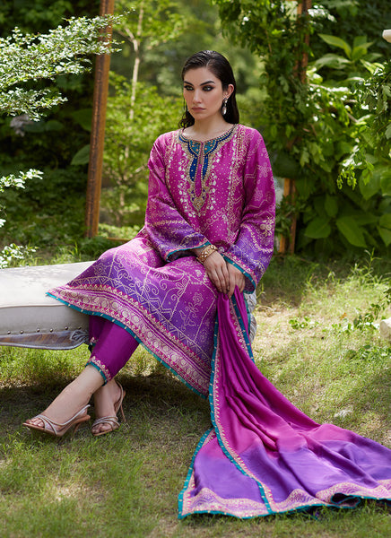 Tazeen Magenta Ombre Shirt And Dupatta (3PC)