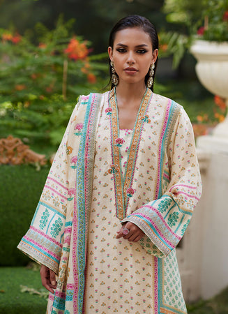 FARAH TALIB AZIZ - Nural Ivory Kurta And Dupatta (FULL SET)