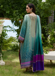 FARAH TALIB AZIZ - Leisha Teal Ombre Shirt And Dupatta (3PC)