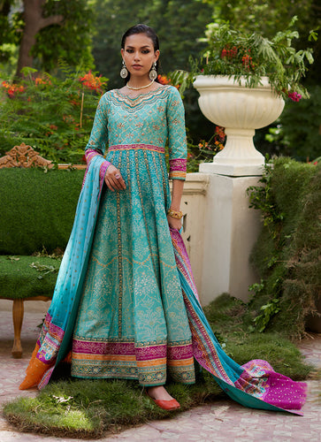 FARAH TALIB AZIZ - Zaiba Turquoise Kalidaar (3PC)