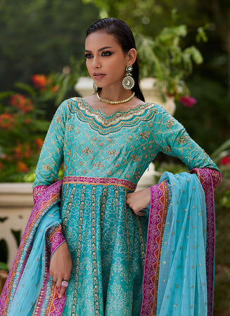 FARAH TALIB AZIZ - Zaiba Turquoise Kalidaar (3PC)