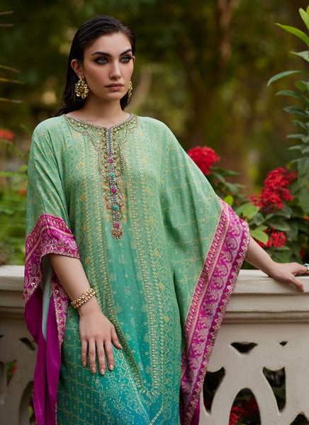 Persia Teal Ombre Kaftan (1PC)