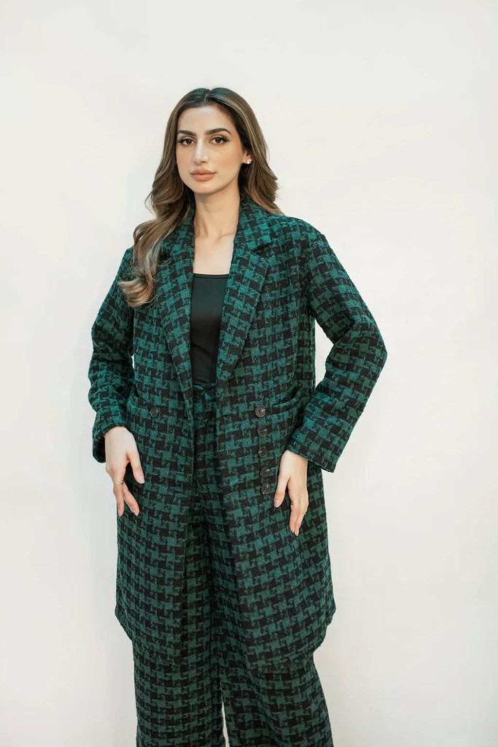 Juliet Green Tweed Checkered Coat Suit - second image