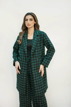 Juliet Green Tweed Checkered Coat Suit