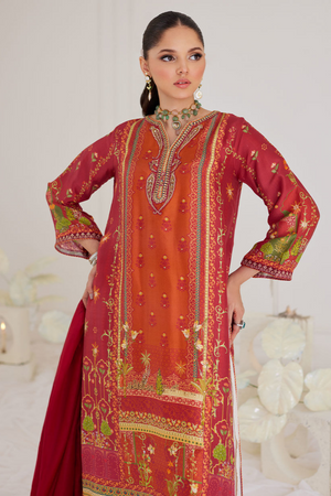 FARAH TALIB AZIZ TARA EID LUXE'24-  
PAULINA RUST SHIRT AND DUPATTA (3pc)