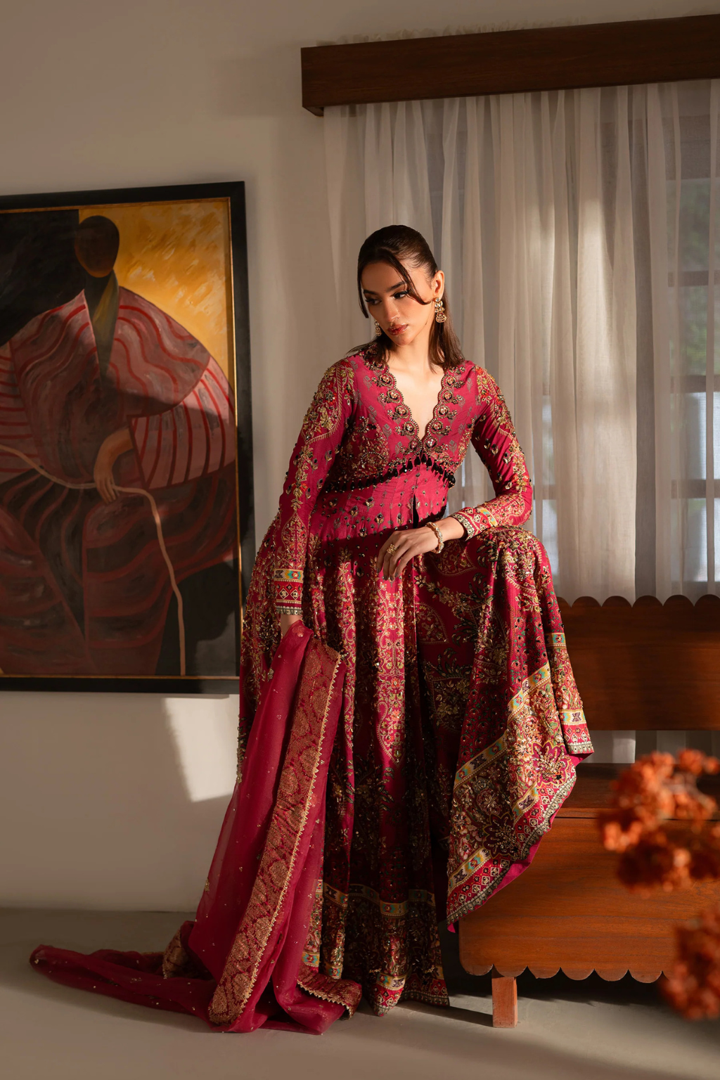 AMMARA KHAN RONAQ'25- Fuchsia Kalidar Peshwas (D-05) - second image