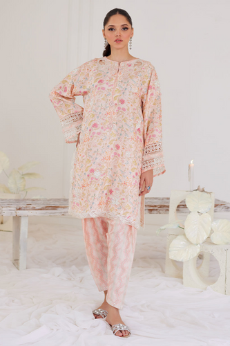 FARAH TALIB AZIZ TARA EID LUXE'24-  
RAFAELA SALMON PINK SHIRT (3pc)