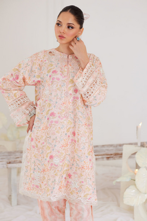 FARAH TALIB AZIZ TARA EID LUXE'24-  
RAFAELA SALMON PINK SHIRT (3pc)