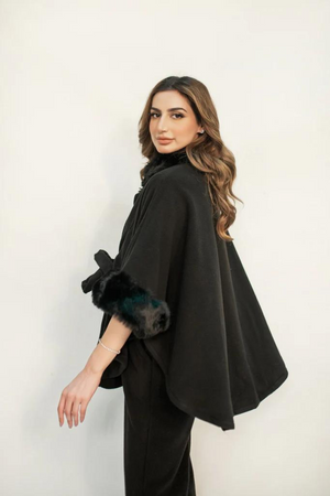 Marya Black Fur Two Piece Suit