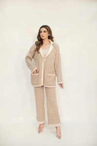 Layla Beige & White Knit Suit