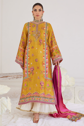 FARAH TALIB AZIZ TARA EID LUXE'24-  
PALMIRA MUSTARD SHIRT AND DUPATTA (3pc)