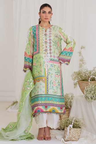 FARAH TALIB AZIZ TARA EID LUXE'24- MARTA APPLE GREEN SHIRT AND DUPATTA (3pc)