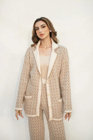 Layla Beige & White Knit Suit