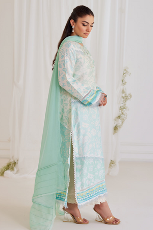 FARAH TALIB AZIZ TARA EID LUXE'24- CARMAN AQUA SHIRT AND DUPATTA (3pc)