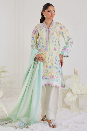 FARAH TALIB AZIZ TARA EID LUXE'24- PAZ AQUA SHIRT AND DUPATTA (3pc)