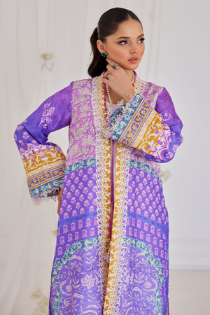 FARAH TALIB AZIZ TARA EID LUXE'24- ALBA RAW SILK JACKET AND SLIP (3pc)