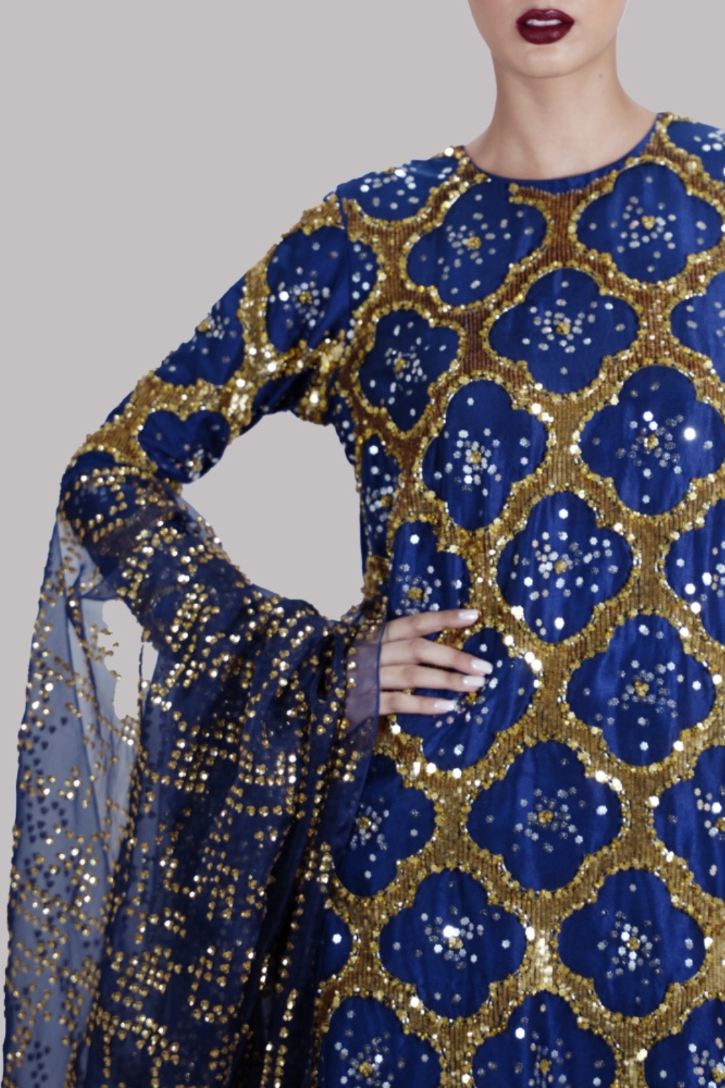 Black Iris Embellished Raw Silk Set - second image