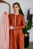 FARAH TALIB AZIZ LUXE PRET'24- SENEERA EMBROIDERED RUST RAW SILK KALIDAAR WITH DUPATTA,PANTS(3pc)