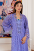 FARAH TALIB AZIZ LUXE PRET'24- EVANTHIA PERIWINKLE RAWSILK SCHIFFLI LONG SHIRT, PANTS & DUPATTA (3pc)