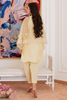 FARAH TALIB AZIZ LUXE PRET'24- ESMERALDA PASTEL YELLOW RAW SILK SHIRT WITH ATTACHED CAPE, PANT & DUPATTA (3pc)