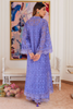 FARAH TALIB AZIZ LUXE PRET'24- EVANTHIA PERIWINKLE RAWSILK SCHIFFLI LONG SHIRT, PANTS & DUPATTA (3pc)