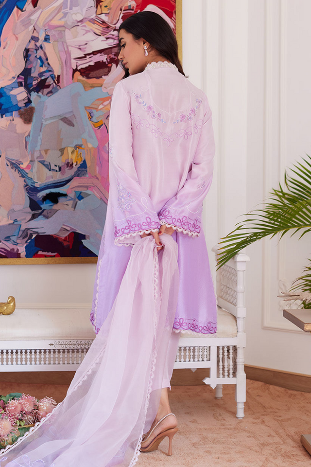 FARAH TALIB AZIZ LUXE PRET'24- LAVINIA OMBRE EMBROIDERED RAW SILK SHIRT WITH DUPATTA, & PANT (3pc)