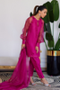 FARAH TALIB AZIZ LUXE PRET'24-ELIO HOT PINK RAW SILK SHIRT WITH DUPATTA, PANTS (3pc)