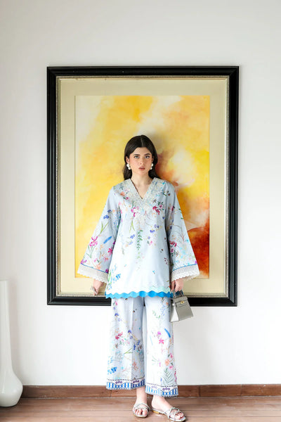 Staycation '25 - ICE BLUE LILY SET LUXURY PRINTED & EMBROIDERED (NPA2-25313)