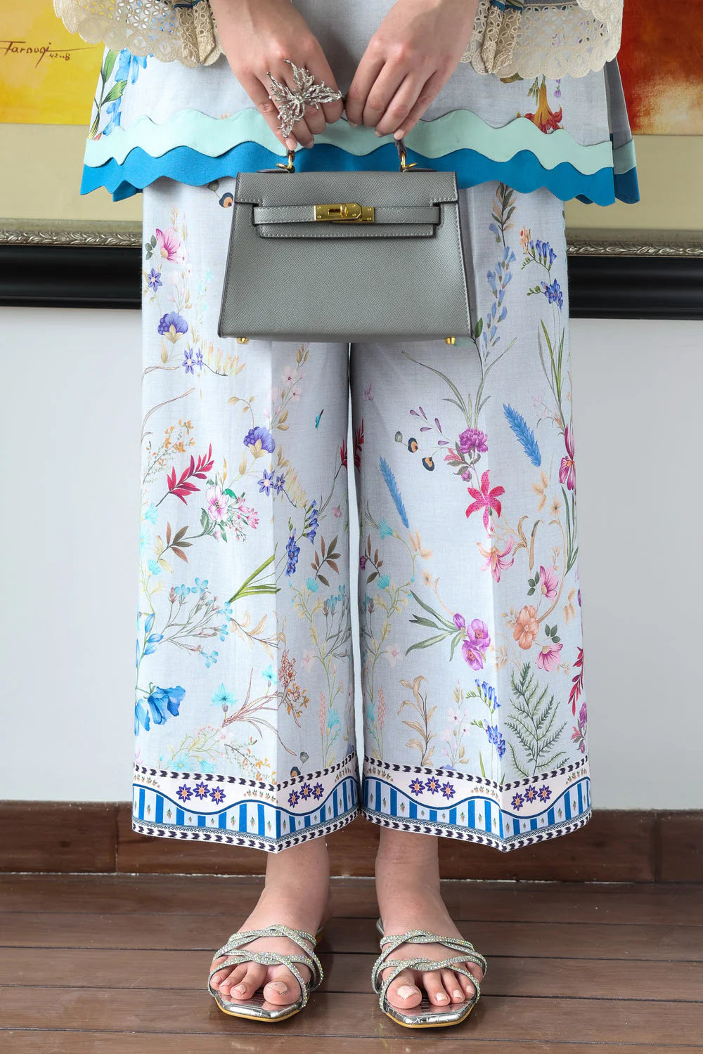 Staycation '25 - ICE BLUE LILY SET LUXURY PRINTED & EMBROIDERED (NPA2-25313) - second image