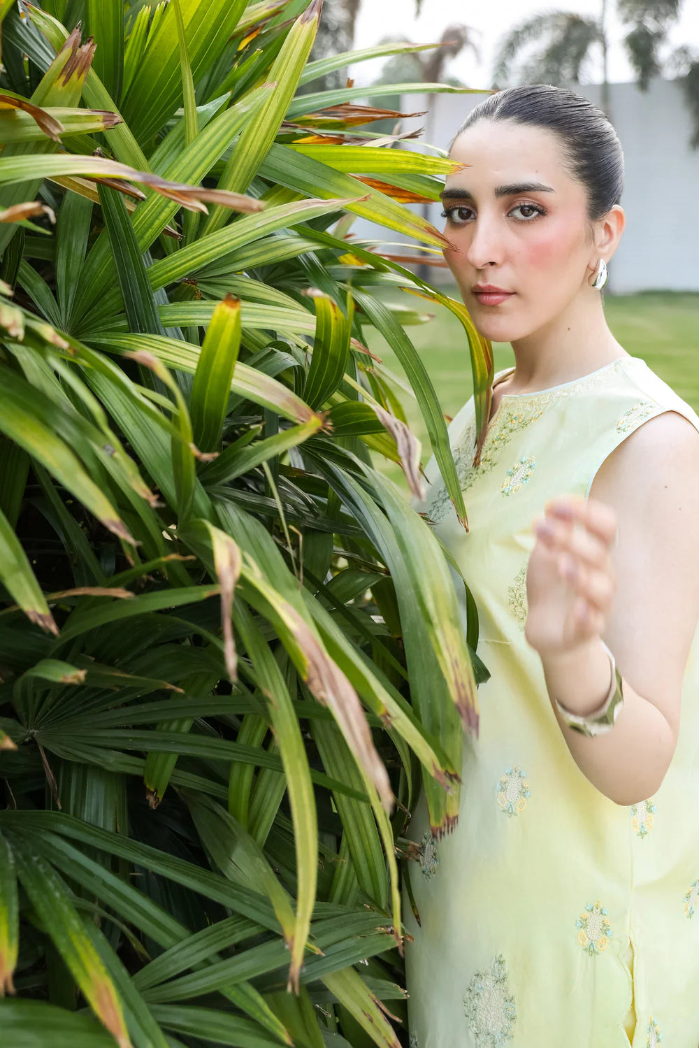 Staycation '25 - LIME YELLOW LUXURY EMBROIDERED 2PCS SET (NPA2-25304) - second image