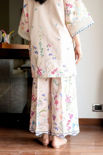 Staycation '25 - BLUSH PINK LILY LUXURY PRINTED & EMBROIDERED 2PCS SET (NPA2-25312)