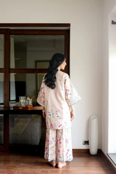 Staycation '25 - BLUSH PINK LILY LUXURY PRINTED & EMBROIDERED 2PCS SET (NPA2-25312)