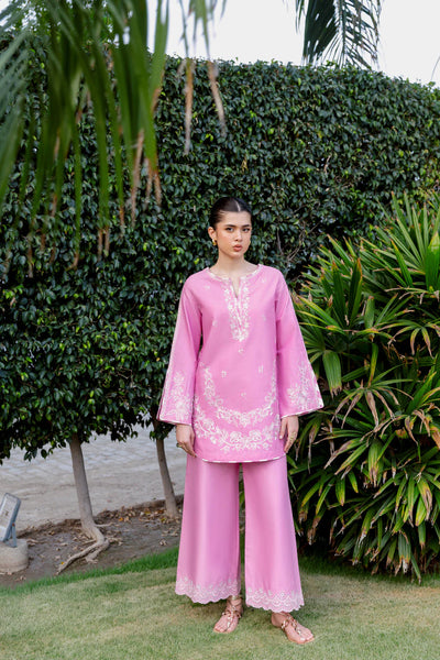 Staycation '25 - PINK LUXURY EMBROIDERED 2PCS SET (NPA2-25305)
