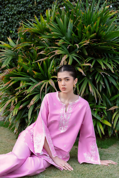 Staycation '25 - PINK LUXURY EMBROIDERED 2PCS SET (NPA2-25305)