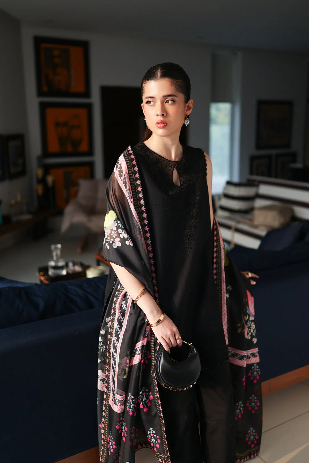 Staycation '25 - JET BLACK LUXURY EMBROIDERED 3 PCS SET (NPA3-25430)