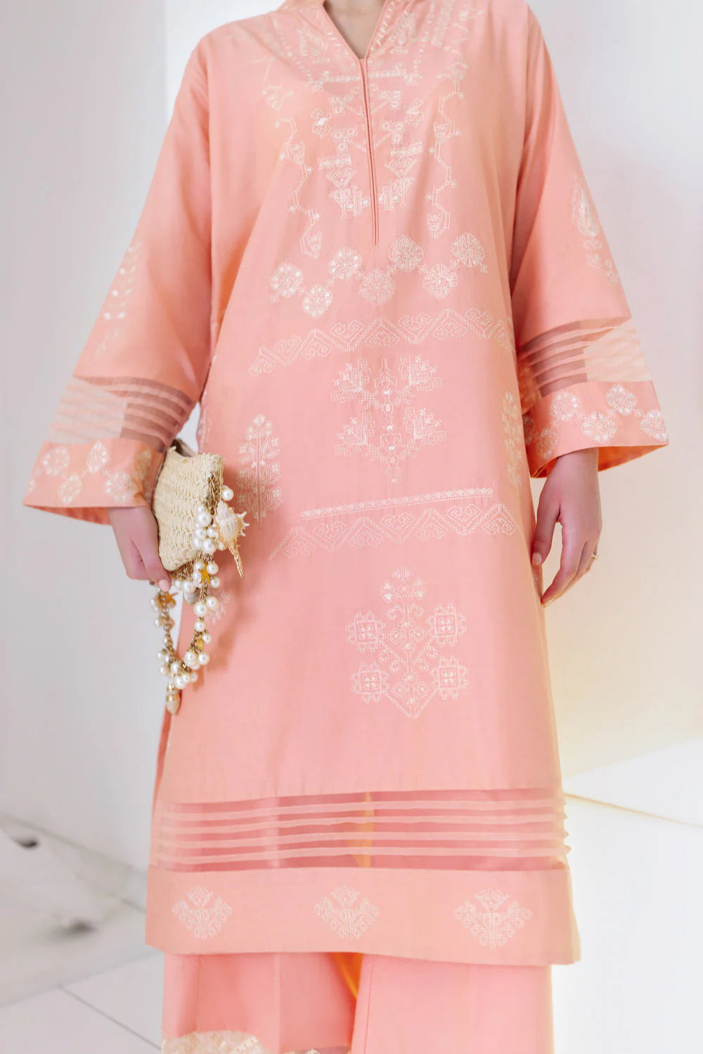 Staycation '25 - PEACHY PINK LUXURY EMBROIDERED 2PCS SET (NPA2-25306) - second image