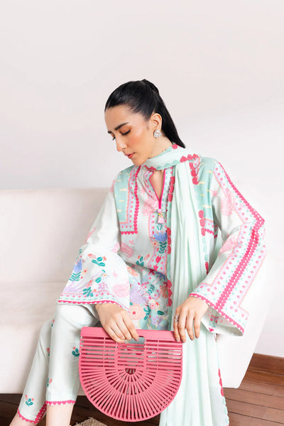 Staycation '25 - SOFT MINT GREEN LUXURY PRINTED 3PCS SET (NPA3-25432)