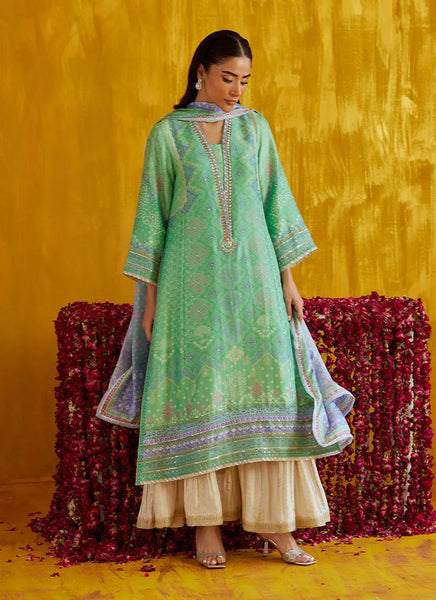 Mayna Festive Prints '25 - Arina Aqua Shirt And Dupatta