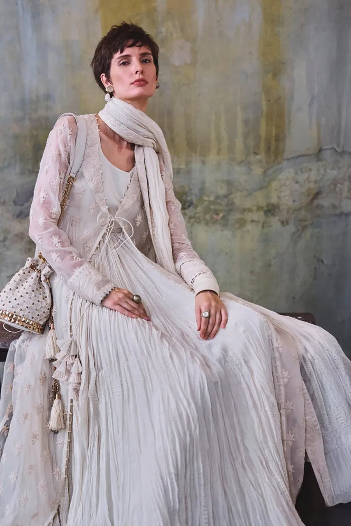 Diffusion '26 - Off-white 3D Tonal Applique Embroidered Kaftan - second image