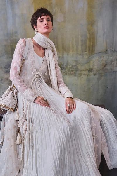 Diffusion '26 - Off-white 3D Tonal Applique Embroidered Kaftan