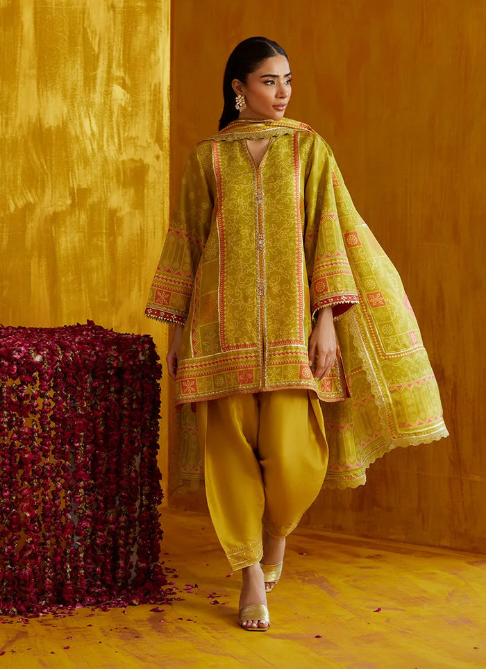 Mayna Festive Prints '25 - Nevada Kiwi Shirt And Dupatta - second image