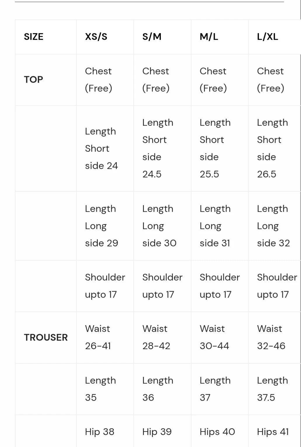 Size Chart for New In '25 - Classic Lily Light Beige Knit Set