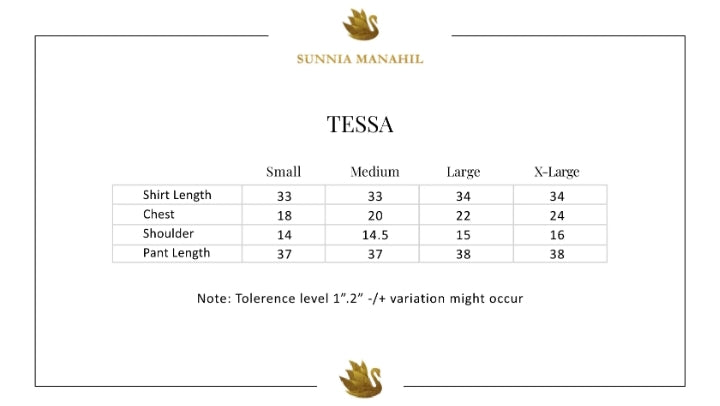 Size Chart for Luxus Luxury Pret '25 - Tessa