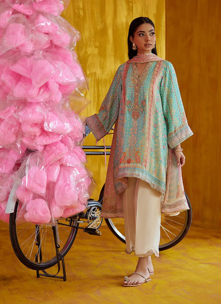 Mayna Festive Prints '25 - Juni Aqua Shirt And Dupatta