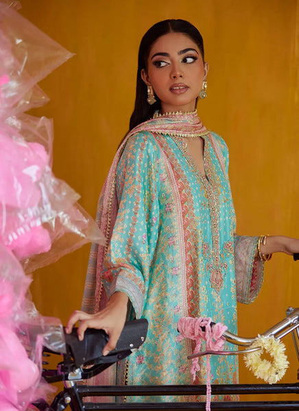 Mayna Festive Prints '25 - Juni Aqua Shirt And Dupatta