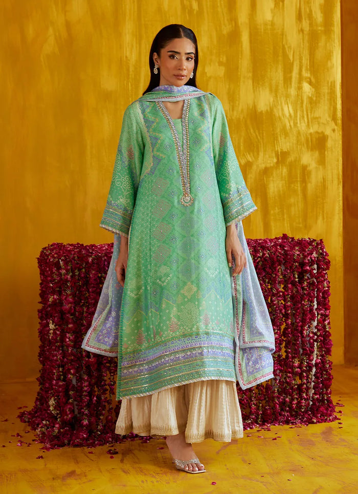Mayna Festive Prints '25 - Arina Aqua Shirt And Dupatta