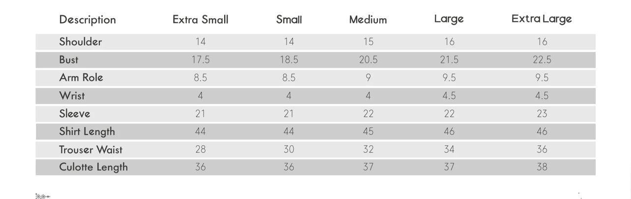 Size Chart for Velvets '25 - Gul