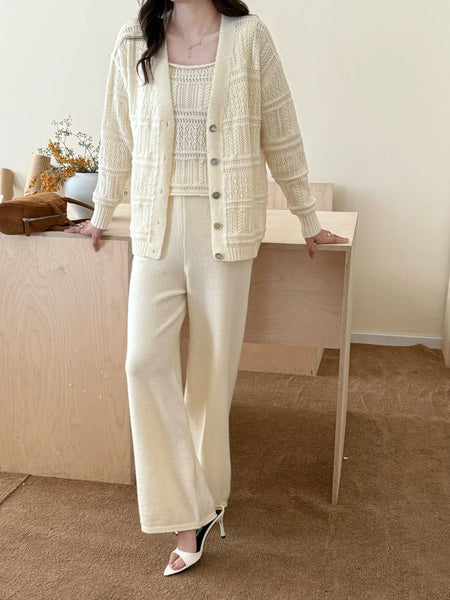 New In '25 - Tina White Detail Three Piece Knit Suit